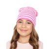 Dívčí pletená čepice - 9536 - bílá/růžová - pro obvod hlavy 54 cm