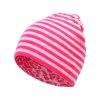 Dívčí pletená čepice - 9536 - bílá/růžová - pro obvod hlavy 54 cm