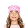 Dívčí pletená čepice - 9536 - bílá/růžová - pro obvod hlavy 54 cm