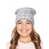 Dívčí pletená čepice - 9536 - šedá/bílá
