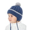 Chlapecká kojenecká pletená čepice - 9635 - džínsová - pro obvod hlavy 50 cm