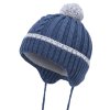 Chlapecká kojenecká pletená čepice - 9635 - džínsová - pro obvod hlavy 50 cm