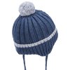 Chlapecká kojenecká pletená čepice - 9635 - džínsová - pro obvod hlavy 50 cm
