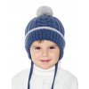 Chlapecká kojenecká pletená čepice - 9635 - džínsová