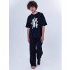 Chlapecké pyžamo Samurai - krátký rukáv, dlouhé kalhoty - navy - velikost 164