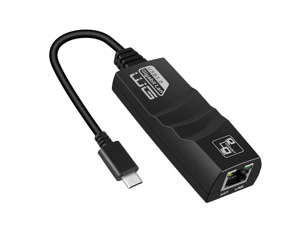 Adaptér RJ-45 x Type-C 1000Mbps - černý