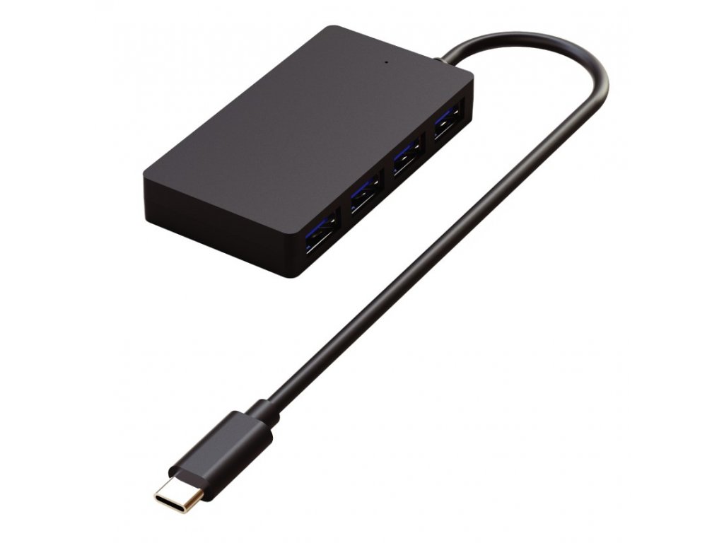 HUB 4x USB 3.0 z kablem typu Type-C (Czarny)