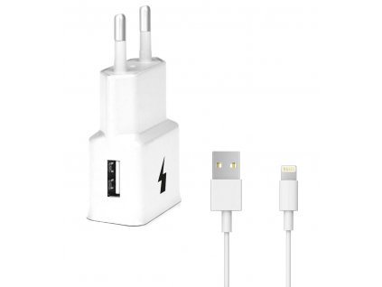 Ładowarka sieciowa Fast Charging USB QC 3.0 + kabel lightning (iP5/6/7/8) white