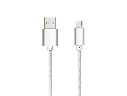 Kabel do transmisji danych USB-A x Micro USB 1m 2.1A - srebrny