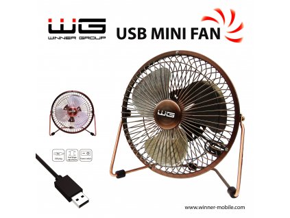 Mini wentylator USB -  brązowy