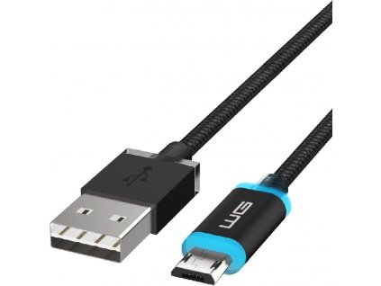 Datový kabel LED USB-A x Micro USB 1m - černý