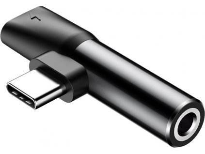 Mini adapter 2w1 USB-C x USB-C i Jack 3.5mm - czarny