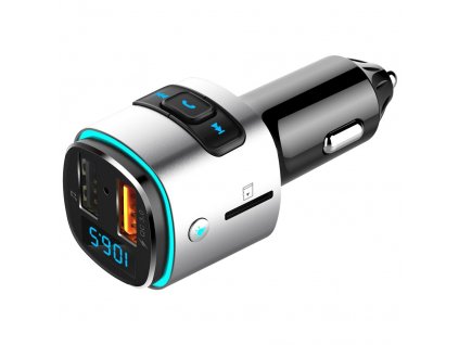 Autonabíječka WG FM transmitter 2xUSB 18W (QC 3.0 1A) (Černo-stříbrná)