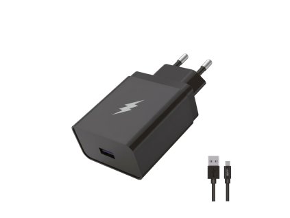 Síťová nabíječka SuperCharge 1x USB-A 22,5W+ kabel USB-C - černá