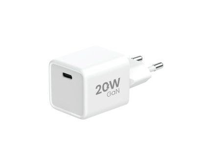 Síťová nabíječka GaN 1xUSB-C 20W + kabel Type-C - bílá