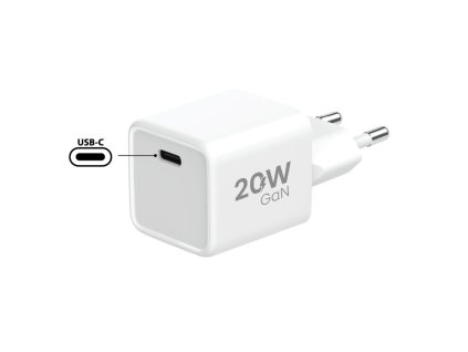 Ładowarka sieciowa GaN 1x USB-C 20W - biała