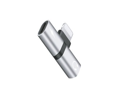 Adapter mini Lightning x 2x Lightning - srebrny