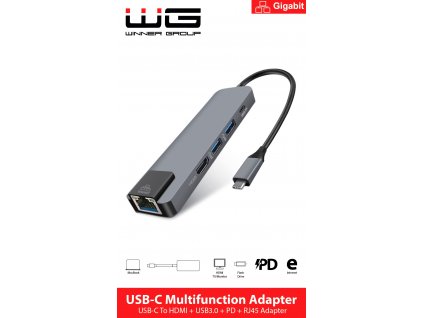 Type-C HUB/HDMI/RJ45/USB3.0/ (hliník)