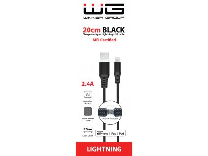 Datový kabel Lightning MFI-USB-20cm (Černý)