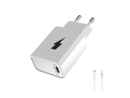 Ładowarka sieciowa 1x USB-C 20W + kabel Lightning - biała