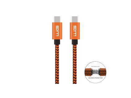 Kabel do transmisji danych USB-C x USB-C 1m 60W - pomarańczowy