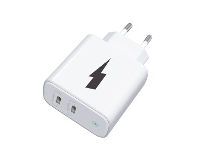 Síťová nabíječka 2x USB-C 40W - bílá