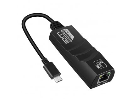 Adapter RJ-45 x Type-C 1000 Mbps - czarny