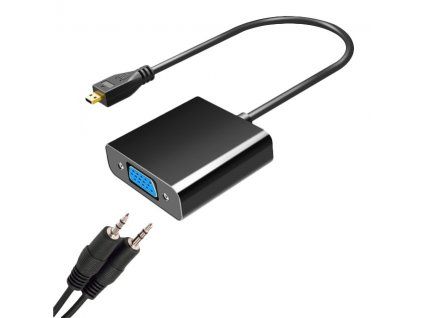 Micro HDMI to VGA + 3.5mm Jack Adapter - black