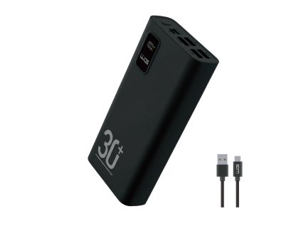 Powerbank 30000 mAh 6x USB + kabel Type-C - czarny