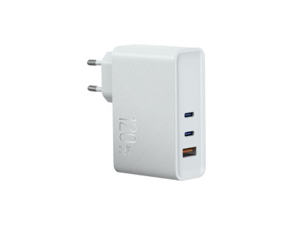 Ładowarka sieciowa GaN 3xUSB 120W - biała