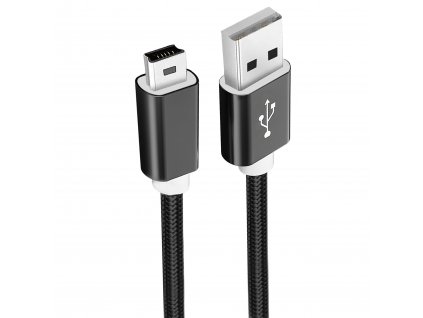 Datový kabel USB-A x USB Mini-B (5 pins) 1m 2A - černý