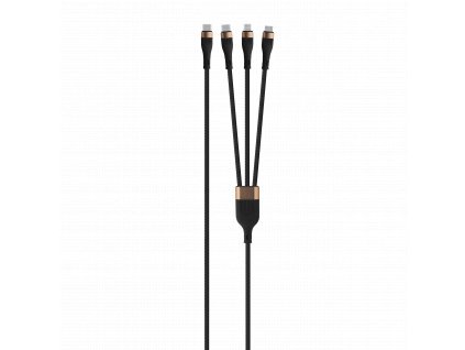 3 in 1 kabel Type-C toType C/Lightning/Micro/1,5m/100W/černý/zlatý