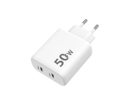 Ładowarka sieciowa 2x USB-C 50W - biała
