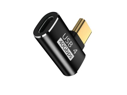 Adaptér USB-C x USB-C 90° - černý