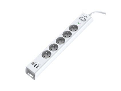 Přepěťová ochrana WG 5x slot/3x USB - bílá