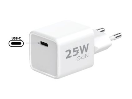 Síťová nabíječka GaN 1xUSB-C 25W - bílá