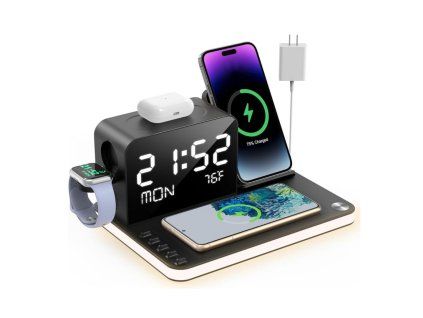 Multifunctional Device 7-in-1 (Clock, Date, Temperature, Charging) - black