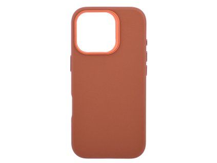 Leather Frame Case with MagSafe Support for iPhone 16 Pro - Brown