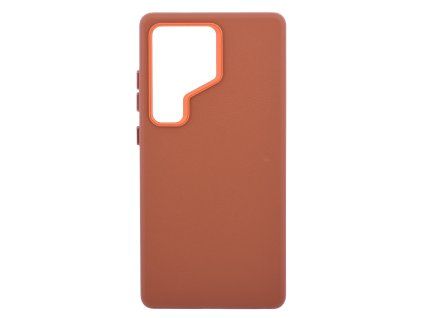 Leather Frame Case with MagSafe Support for Samsung Galaxy S25 Ultra 5G - Brown