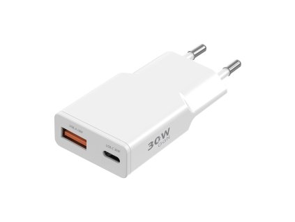 Ładowarka sieciowa GaN 2x USB 30W - biała