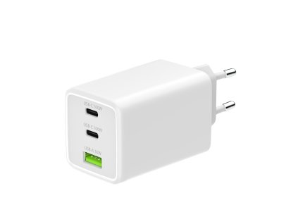 Ładowarka sieciowa GaN 3x USB 100W – biała