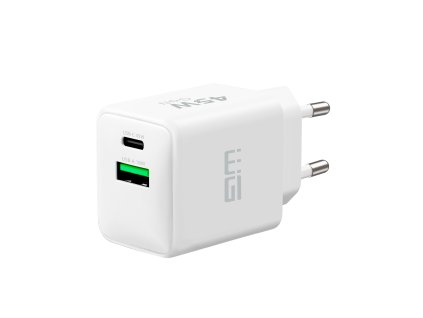 Síťová nabíječka GaN 2x USB 45W - bílá