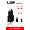 Ładowarka sieciowa Fast 1x USB 15W + kabel Micro USB - czarna