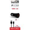 FAST 1x USB 18W Car Charger + Micro USB Cable - black