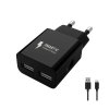 Síťová nabíječka 2x USB 12W + kabel MICRO USB - černá