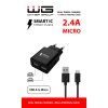 Wall Charger 2x USB 12W + Micro USB Cable - black