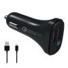 Car Charger 2x USB 30W + Lightning Cable - black