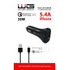 Autonabíječka 2x USB 30W + kabel lightning (Černá)