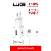 Fast 1x USB-A 18W Wall Charger + USB-C Cable - white