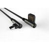 Datový herní kabel USB-A 90° x Micro USB 1m 2.1A - černý
